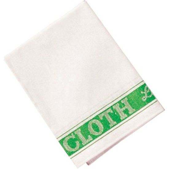 Picture of LINEN UNION GLASS CLOTH WHITE/GREEN (PACK OF 10)