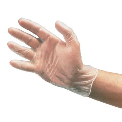 Picture of JANGRO VINYL POWDER FREE CLEAR GLOVES MEDIUM (PACK OF 100)