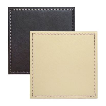 Picture of COASTER SET (4) FAUX LEATHER REVERSIBLE CHOCOLATE/CREAM