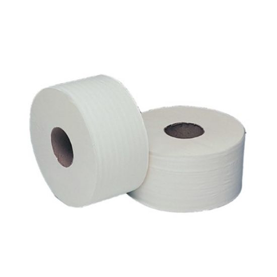 Picture of JANGRO PREMIUM PURE MINI JUMBO TOILET ROLL 200M 2¼" CORE 2 PLY (12) 