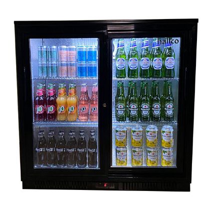 Picture of HALLCO DOUBLE SLIDING DOOR BOTTLE COOLER BLACK