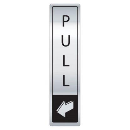 Picture of PULL DOOR SIGN SELF ADHESIVE 43X178MM BLACK & SILVER