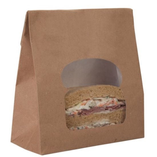 Picture of LAMINATED SANDWICH BAG PRINTED KRAFT EFFECT 155x72x220mm(250