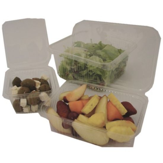 Picture of PLASTIC SALAD BOX HINGED LID RECYCLABLE 750ML CLEAR (400)