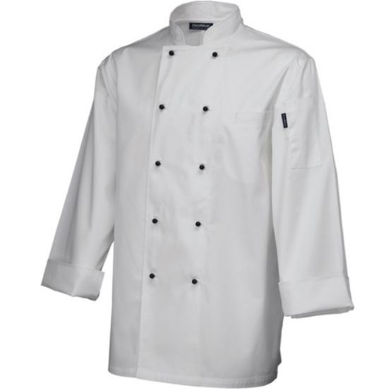 Picture of SUPERIOR WHITE CHEF JACKET STUD BUTTONS LONG SLEEVE XSMALL