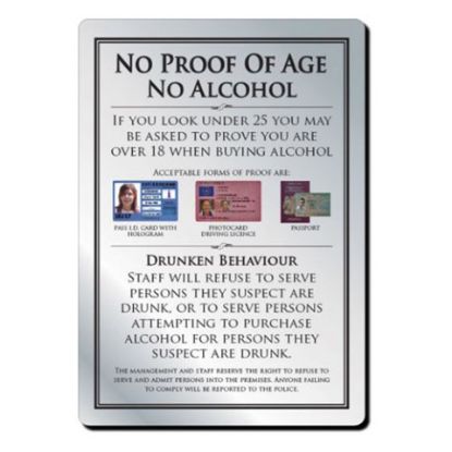 Picture of NO PROOF OF AGE WITH ADHESIVE PADS 297X210MM SILVER