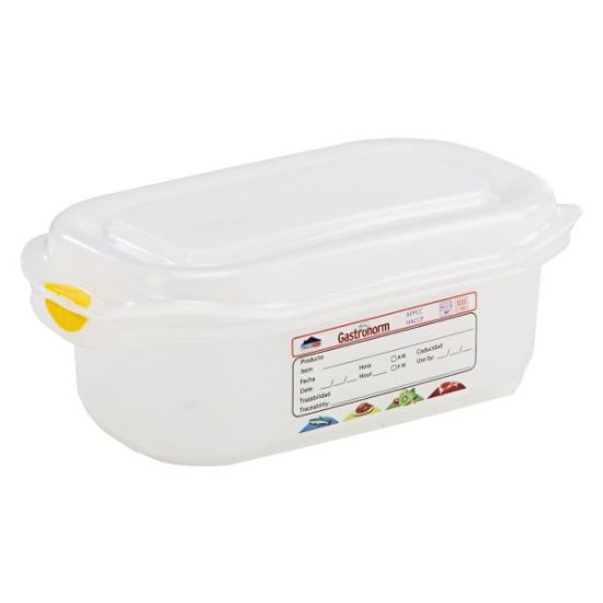 Picture of POLYPROPYLENE GASTRONORM CONTAINER GN 1/9 65MM 0.6LTR COLOUR CODED WITH LABEL