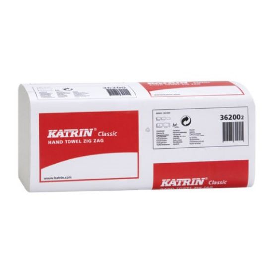 Picture of KATRIN PLUS ZIGZAG HAND TOWEL 1 PLY WHITE (6000)