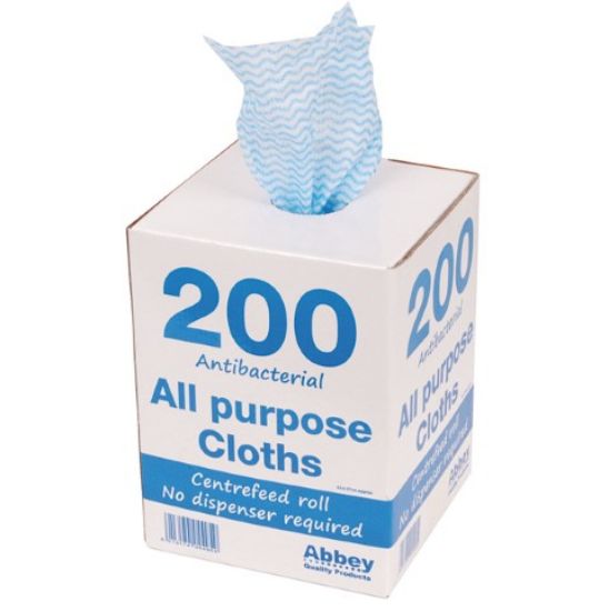 Picture of ABBEY ANTIBACTERIAL CLOTHS IN BOX BLUE x 200