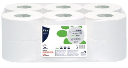 Picture of BIO TECH 150M MINI JUMBO TOILET ROLL - 76MM CORE WHITE 2 PLY (PURE) (12)