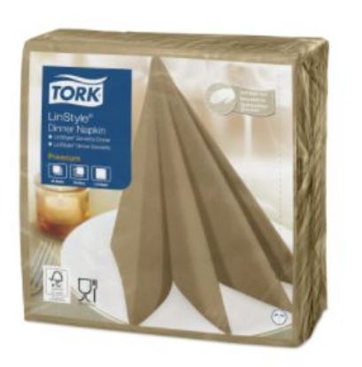 Picture of TORK LINSTYLE DINNER NAPKIN 4 FOLD 39CM BISCUIT  (600)