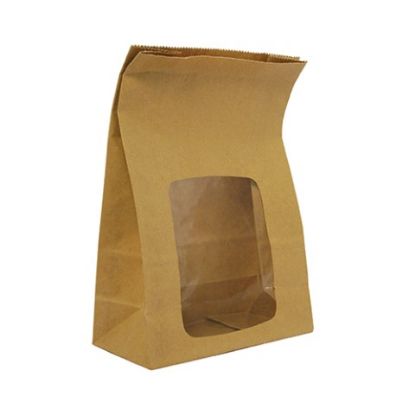 Picture of VEGWARE KRAFT BLOOMER BAGS WITH WINDOW 6x3x9"(CASE OF 250)