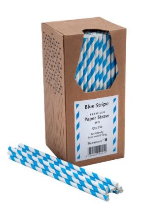 Picture of DARK BLUE STRIPE BIODEGRADABLE PAPER STRAW 8" (PACK OF 250)