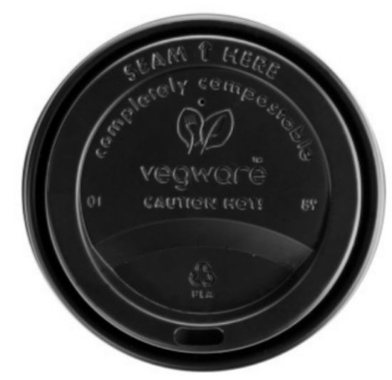 Picture of VEGWARE CPLA HOT CUP LID BLACK 79mm FITS 8oz CUP 79 SERIES (PACK OF 50)