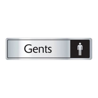 Picture of GENTS DOOR SIGN SELF ADHESIVE 43 X 178MM BLACK & SILVER