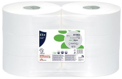 Picture of BIO TECH 300M MAXI JUMBO TOILET ROLL - 76MM CORE WHITE 2 PLY (PURE) (6)