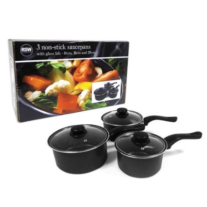 Picture of NON-STICK SAUCEPAN SET 3PC 6/7/8" BLACK