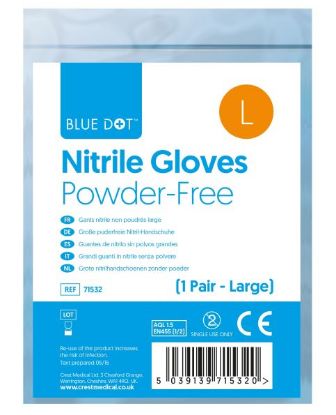 Picture of BLUE DOT LARGE NITRILE POWDER FREE GLOVES (PAIR) IN POLYBAG