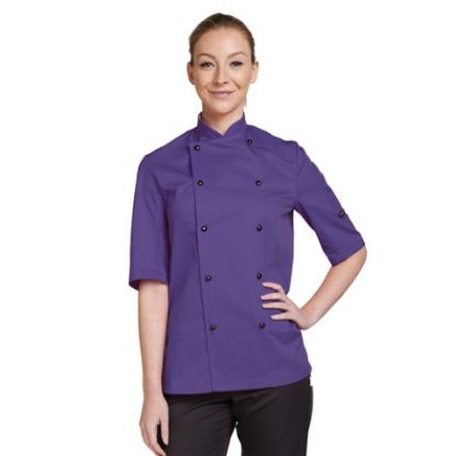 Picture of CHEF JACKET SHORT SLEEVE WITH STUD CAPS XXLARGE PURPLE