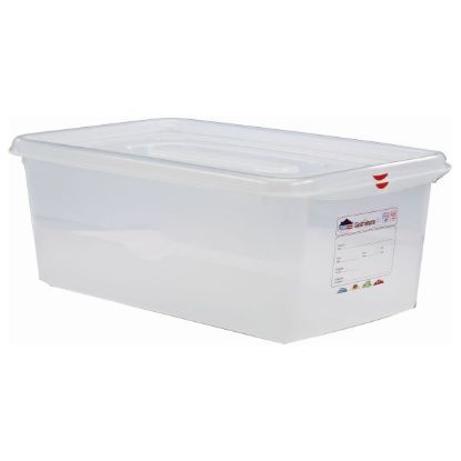 Picture of POLYPROPYLENE GASTRONORM CONTAINER GN 1/1 200MM 28LTR COLOUR CODED WITH LABEL