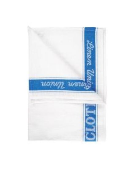 Picture of LINEN UNION GLASS CLOTH 20X30" WHITE/BLUE (10)