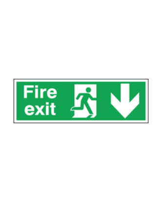 Picture of FIRE EXIT MAN RUNNING ARROW DOWN RIGID SIGN 150X450MM *P