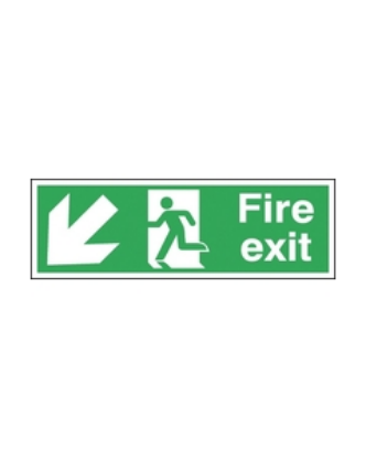 Picture of FIRE EXIT SIGN WITH SYMBOL AND ARROW DOWN- LEFT 150X450 S/A