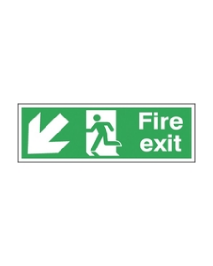 Picture of FIRE EXIT SIGN WITH SYMBOL AND ARROW DOWN- LEFT 150X450 S/A