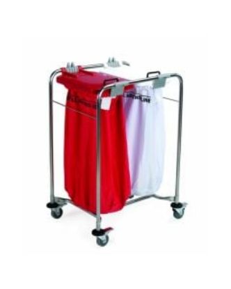 Picture of JANGRO LAUNDRY CART 2 BAG WITH WHITE RED LID SIZE W66CM X H 93CM X D49CM